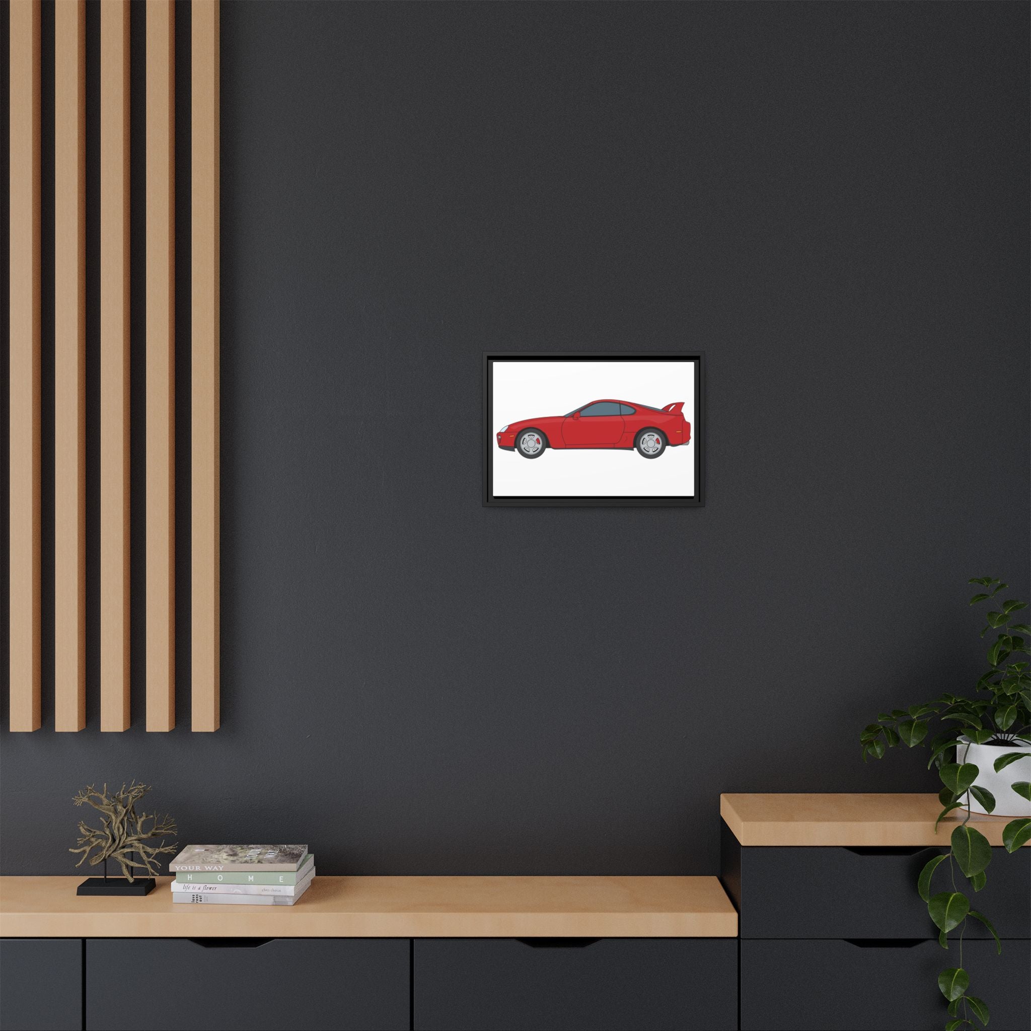 Toyota Supra MK4 Super Red ll Art Print — Framed Matte Canvas Wall Decor