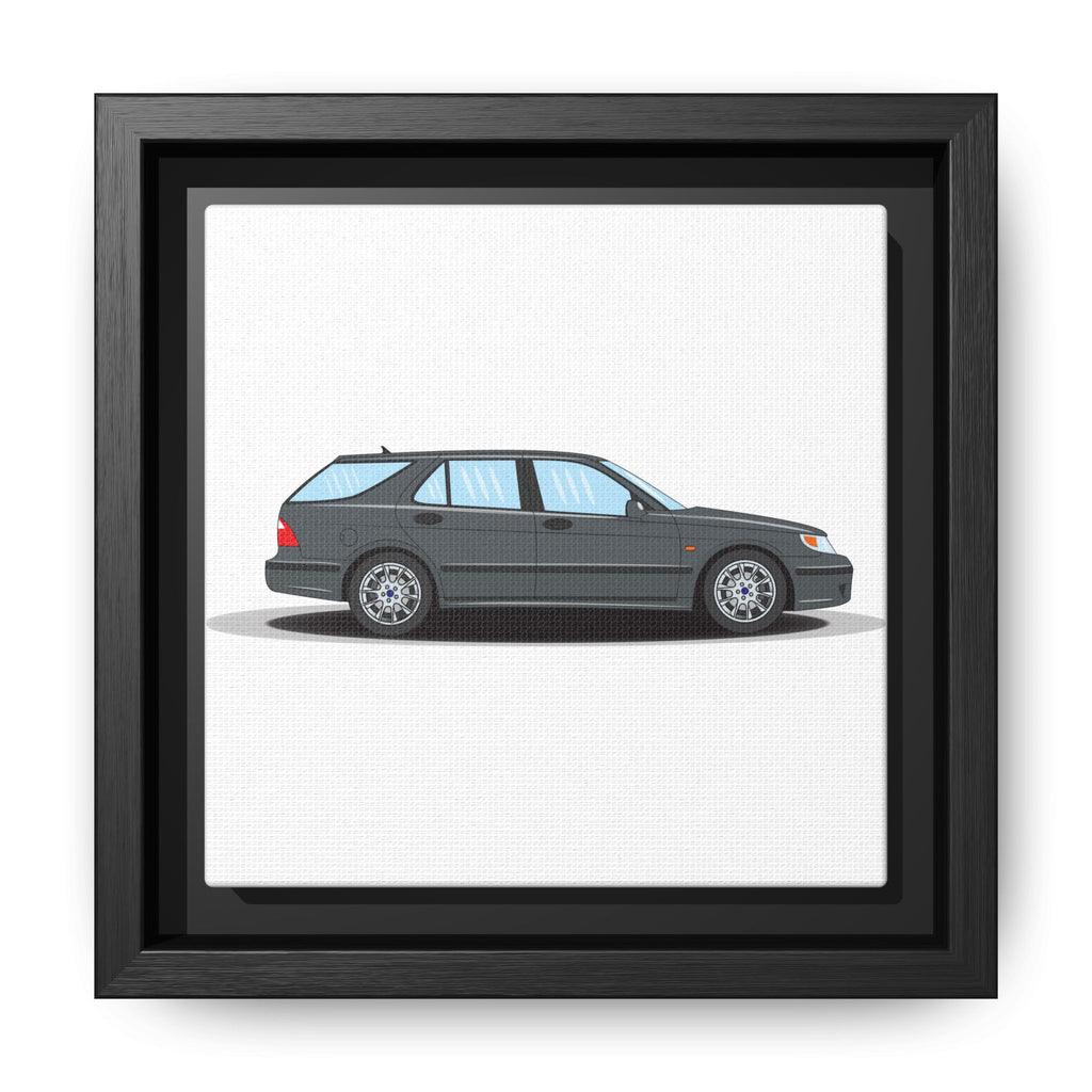 Saab 9-5 OG Aero Steel Grey Art Print — Framed Matte Canvas Wall Decor