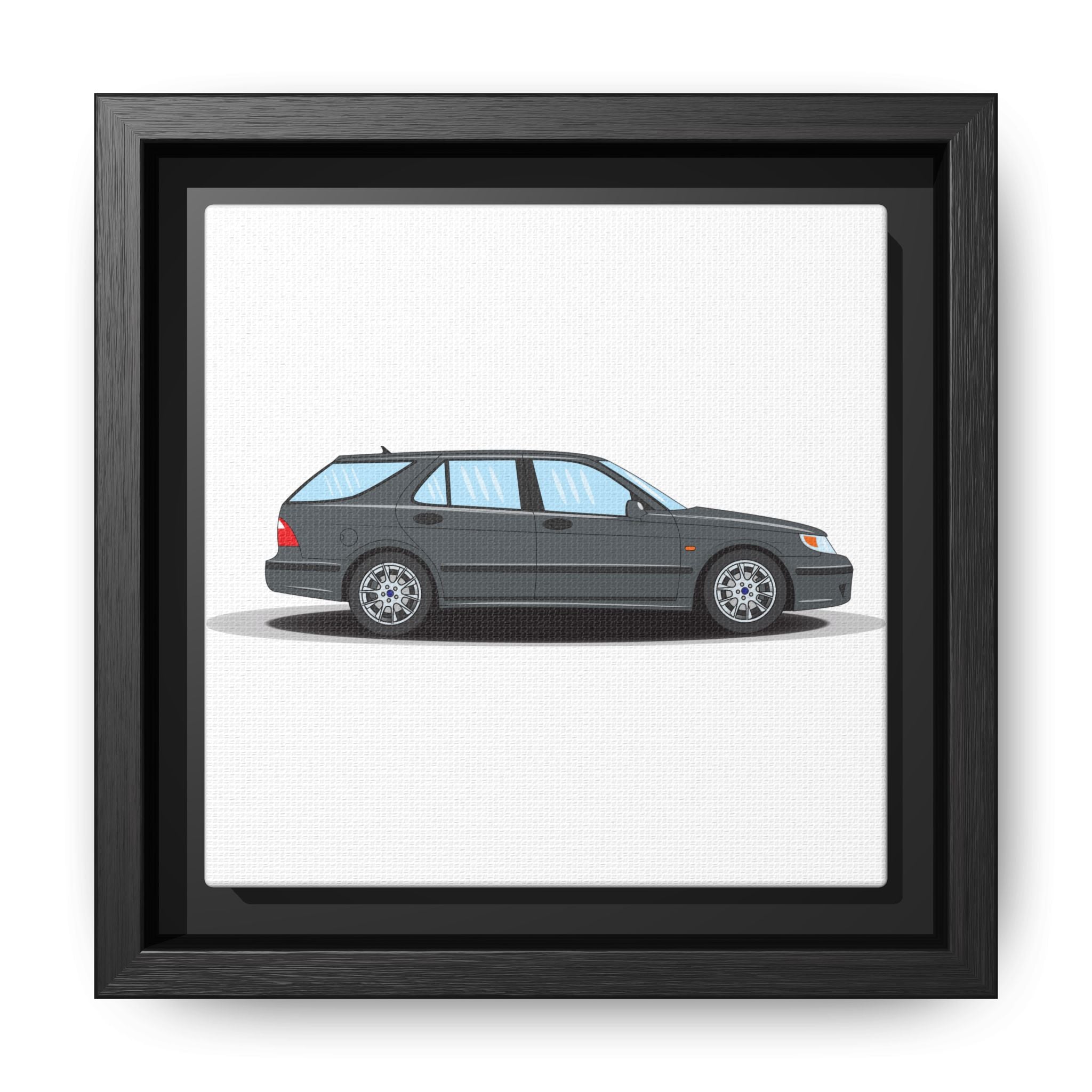 Saab 9-5 OG Aero Steel Grey Art Print — Framed Matte Canvas Wall Decor