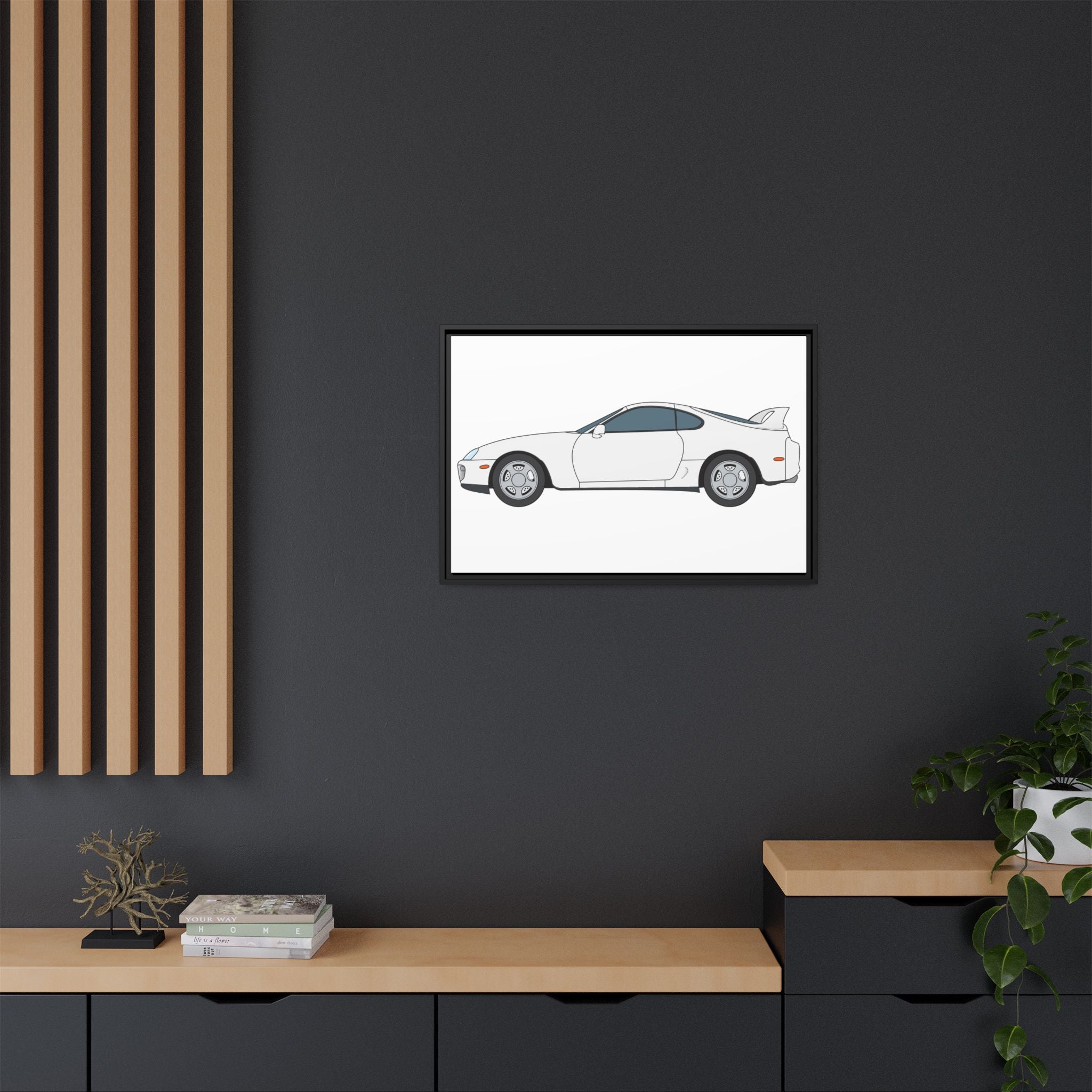 Toyota Supra MK4 Super White ll Art Print — Framed Matte Canvas Wall Decor
