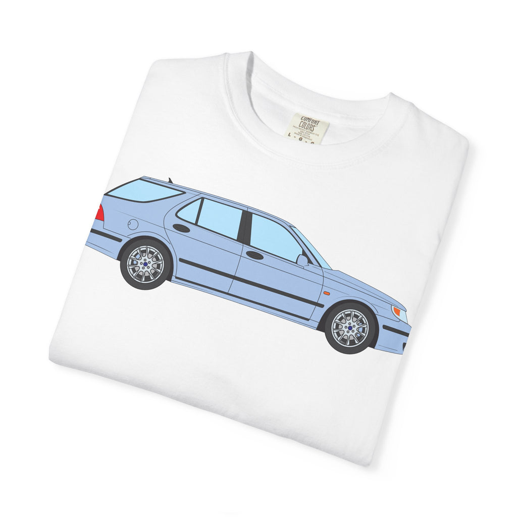 Saab 9-5 OG Aero Wagon Ice Blue  — T-Shirt — Retro Car Graphic Tee