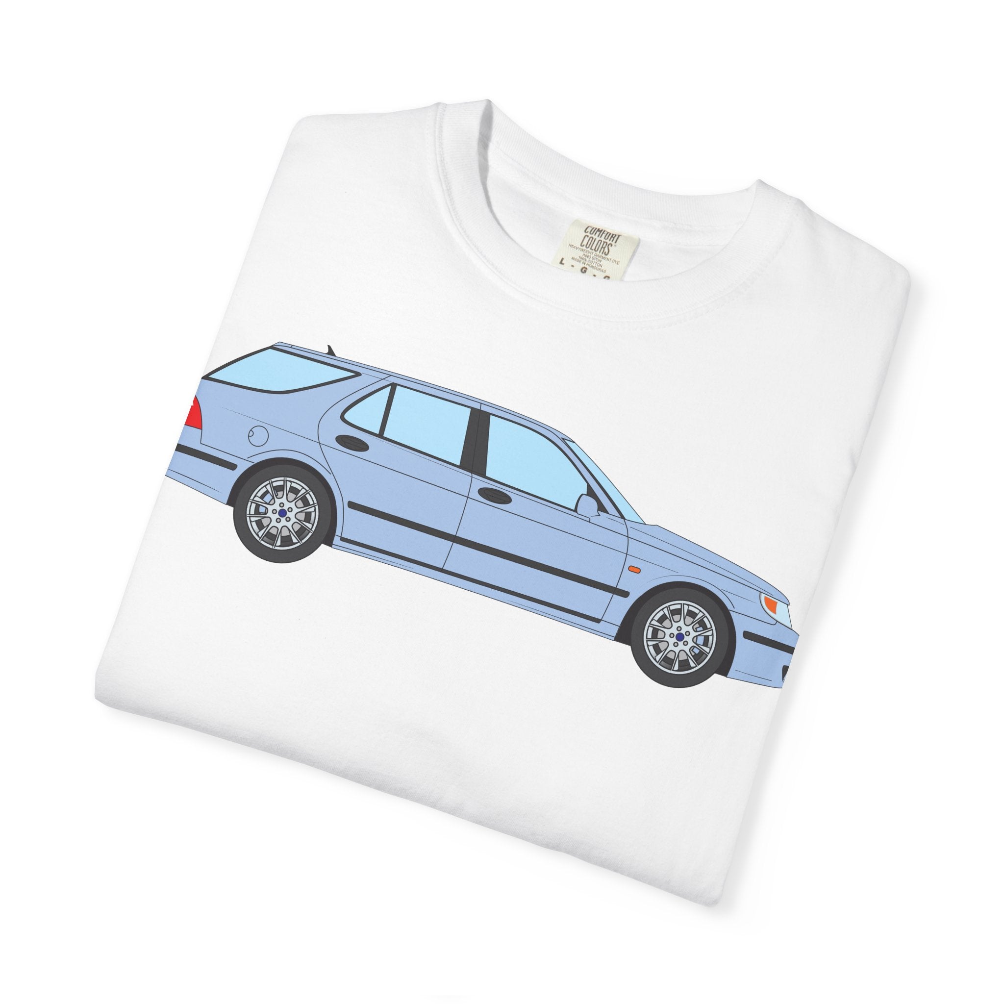 Saab 9-5 OG Aero Wagon Ice Blue  — T-Shirt — Retro Car Graphic Tee