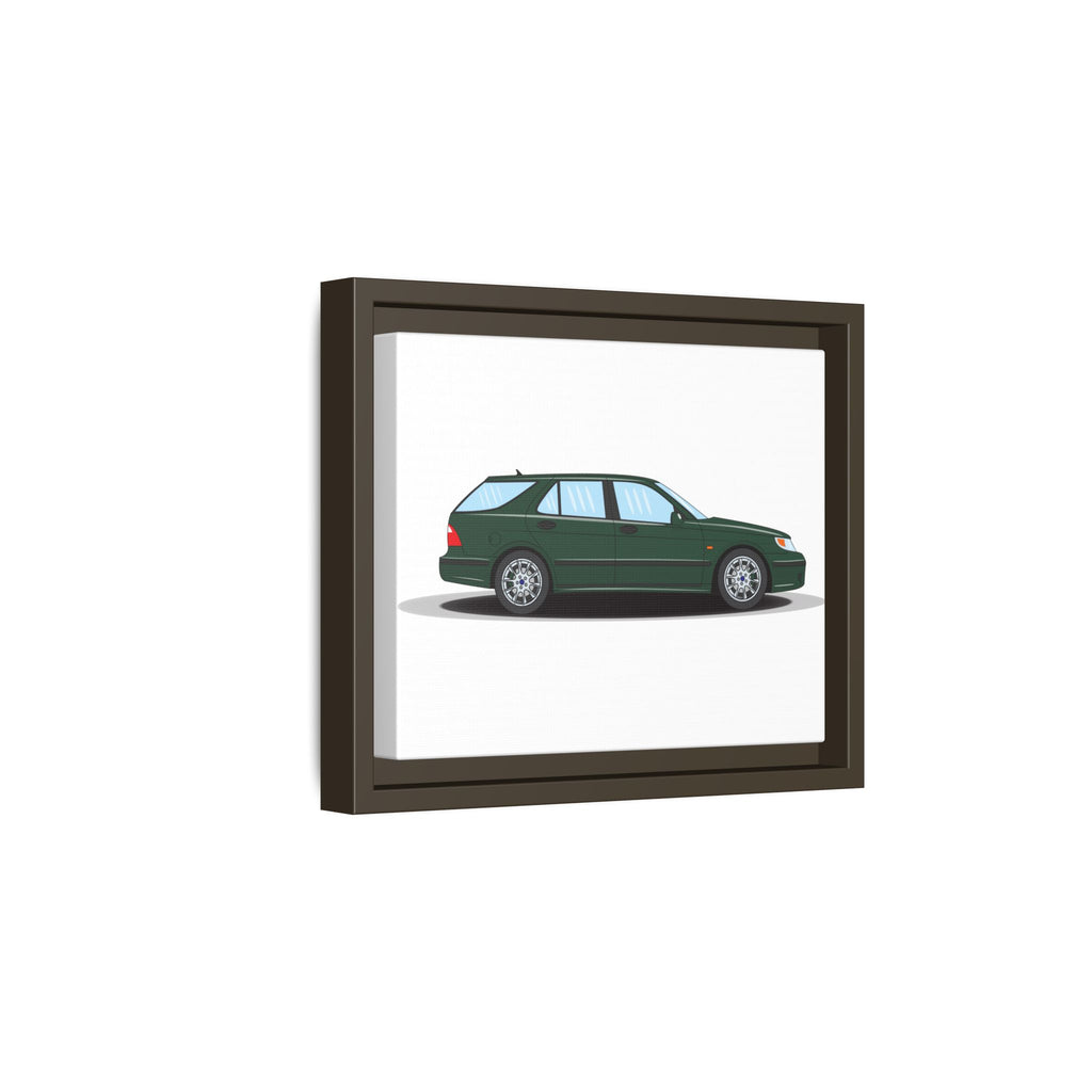 Saab 9-5 OG Aero Wagon Scarabe Green Art Print — Framed Matte Canvas Wall Decor
