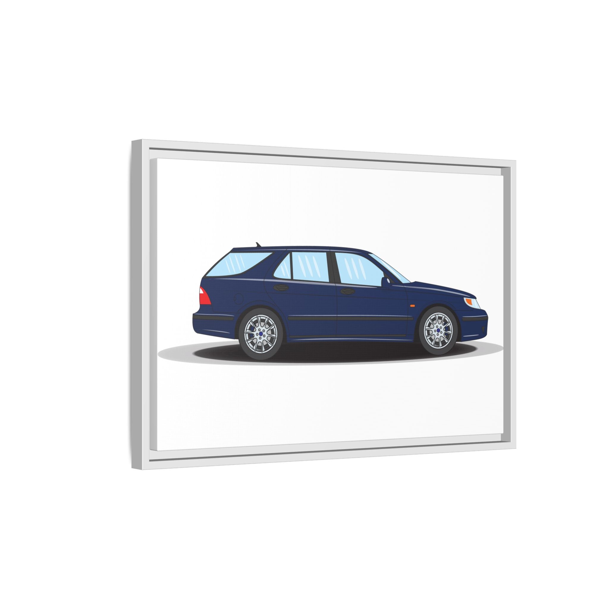 Saab 9-5 OG Aero Wagon Midnight Blue Art Print — Framed Matte Canvas Wall Decor