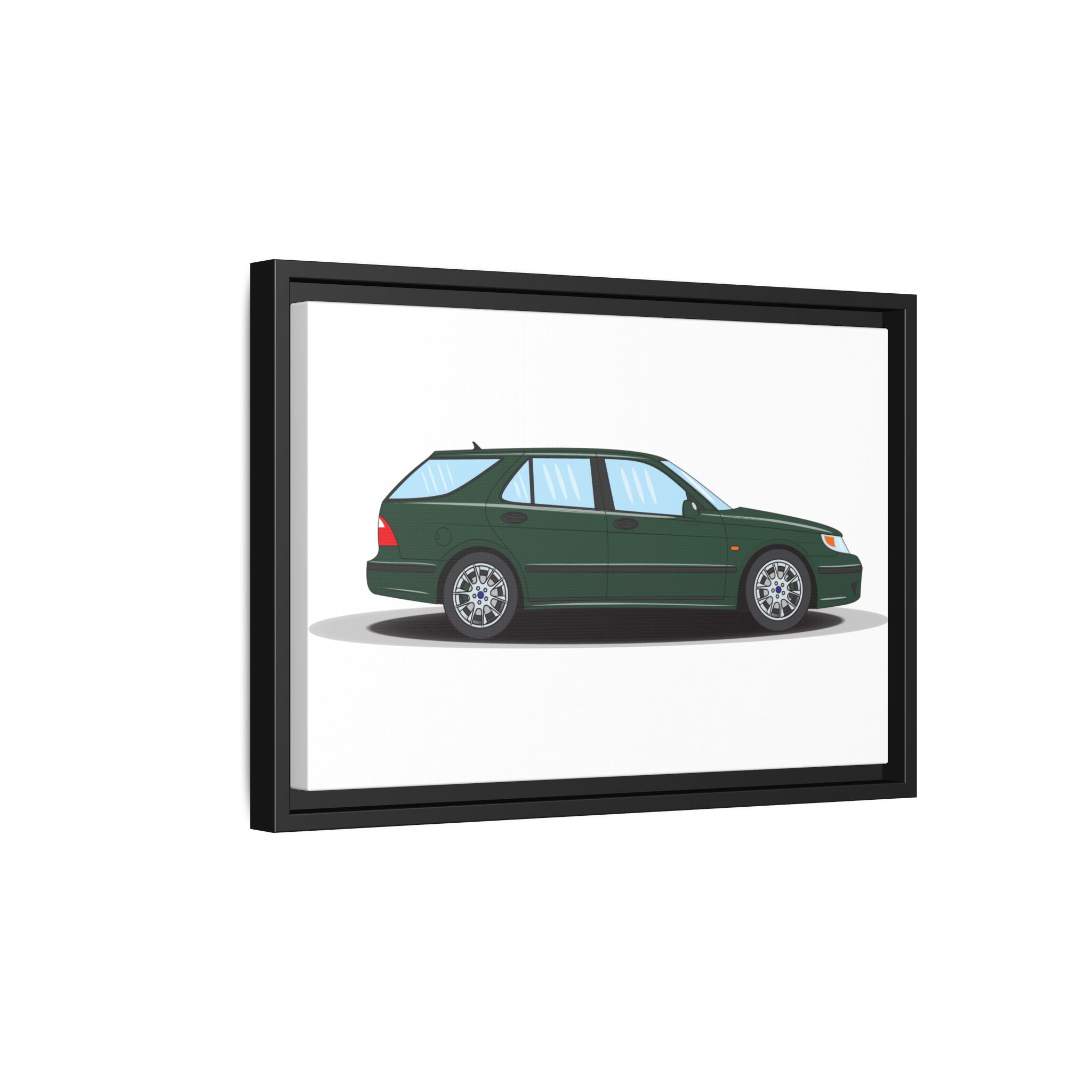Saab 9-5 OG Aero Wagon Scarabe Green Art Print — Framed Matte Canvas Wall Decor