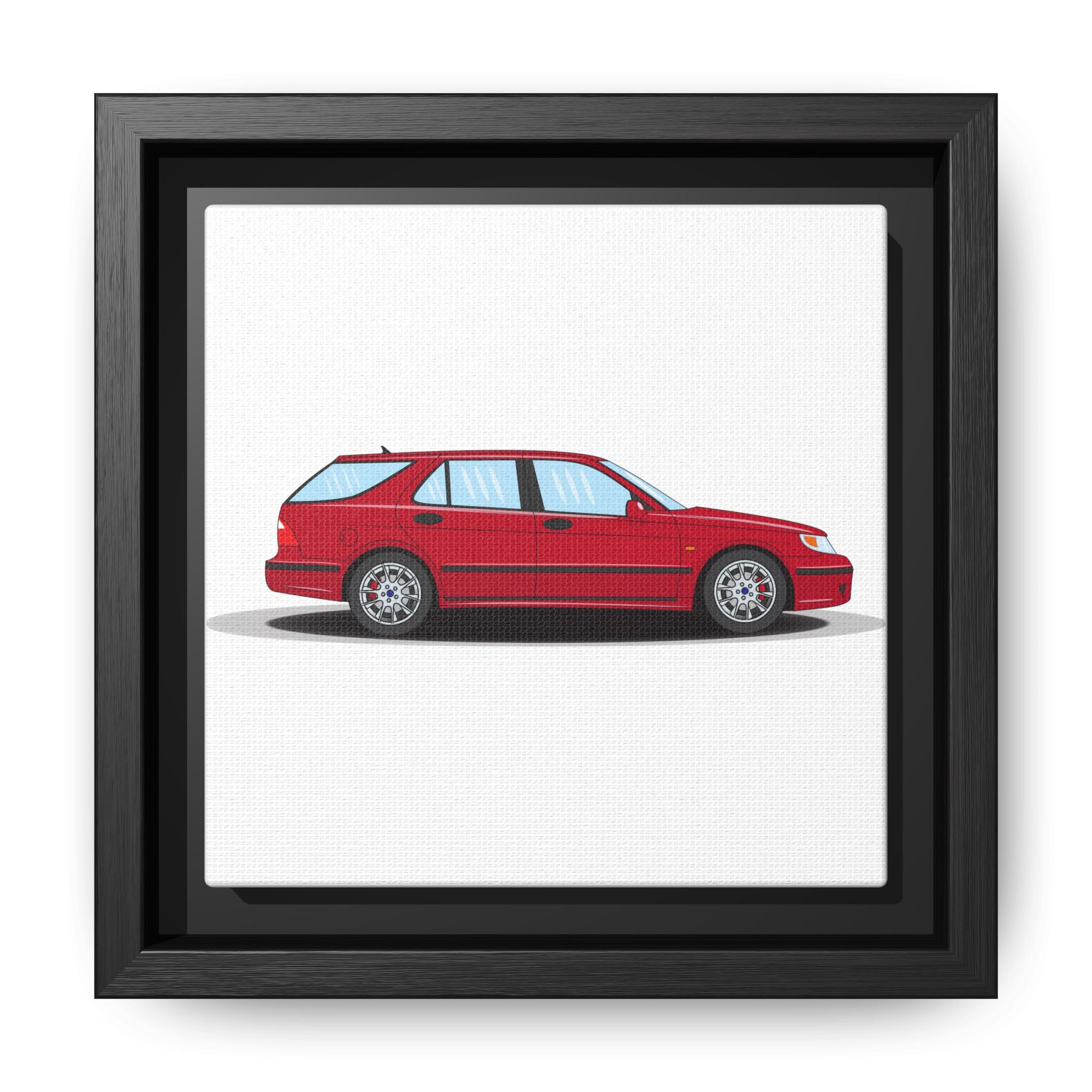 Saab 9-5 OG Aero Wagon Laser Red Art Print — Framed Matte Canvas Wall Decor