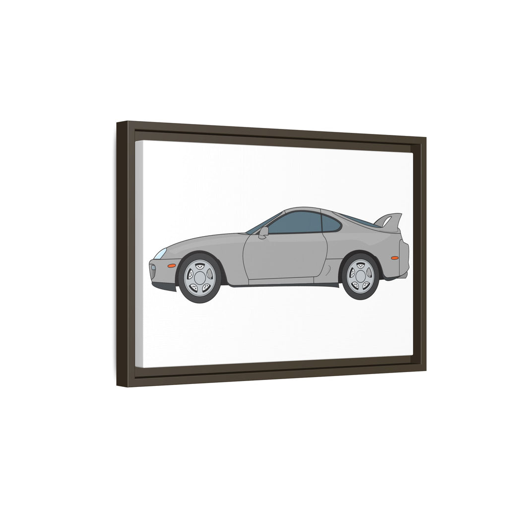 Toyota Supra MK4 Silver Metallic Art Print — Framed Matte Canvas Wall Decor