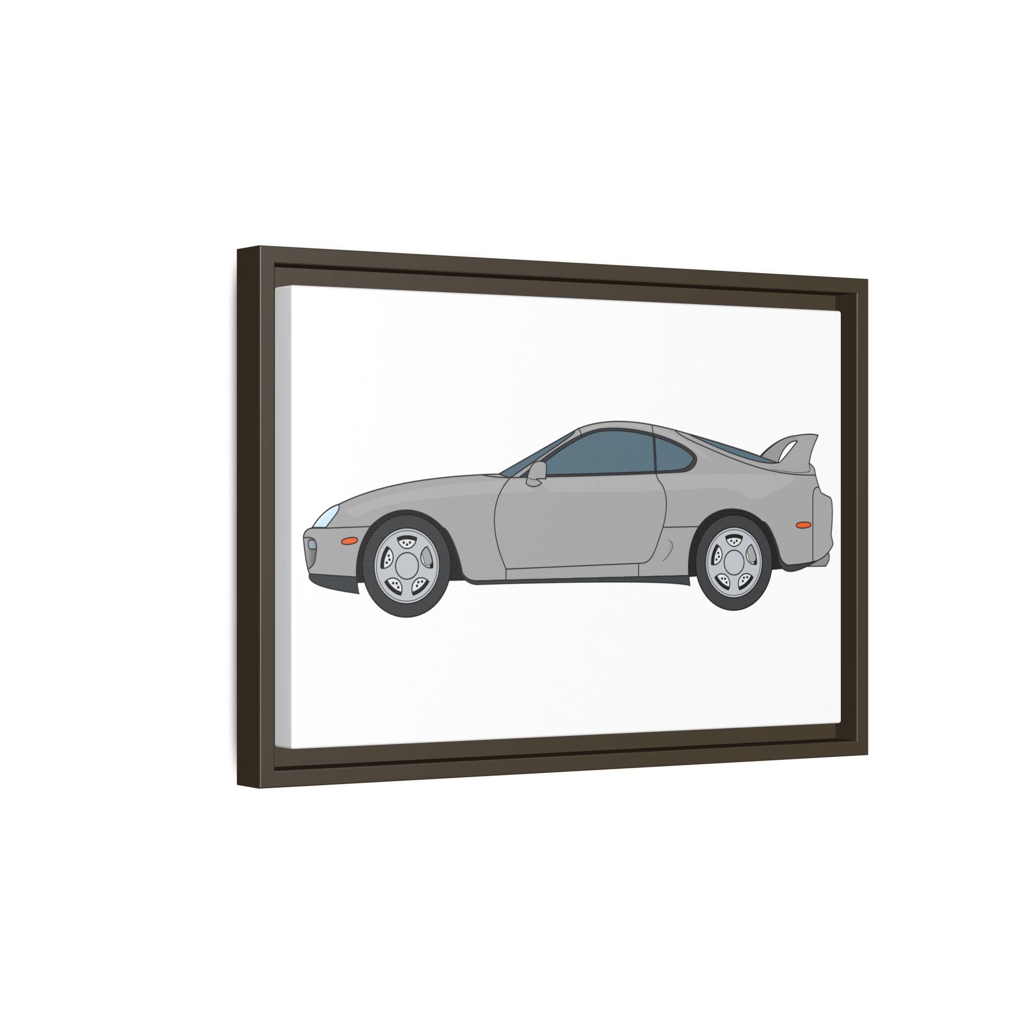 Toyota Supra MK4 Silver Metallic Art Print — Framed Matte Canvas Wall Decor