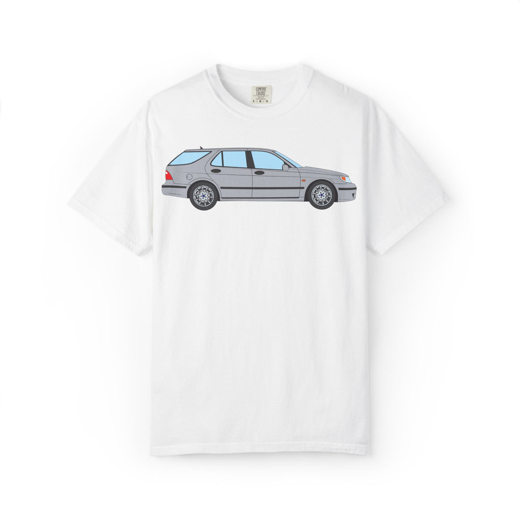 Saab 9-5 OG Aero Wagon Silver Metallic  — T-Shirt — Retro Car Graphic Tee