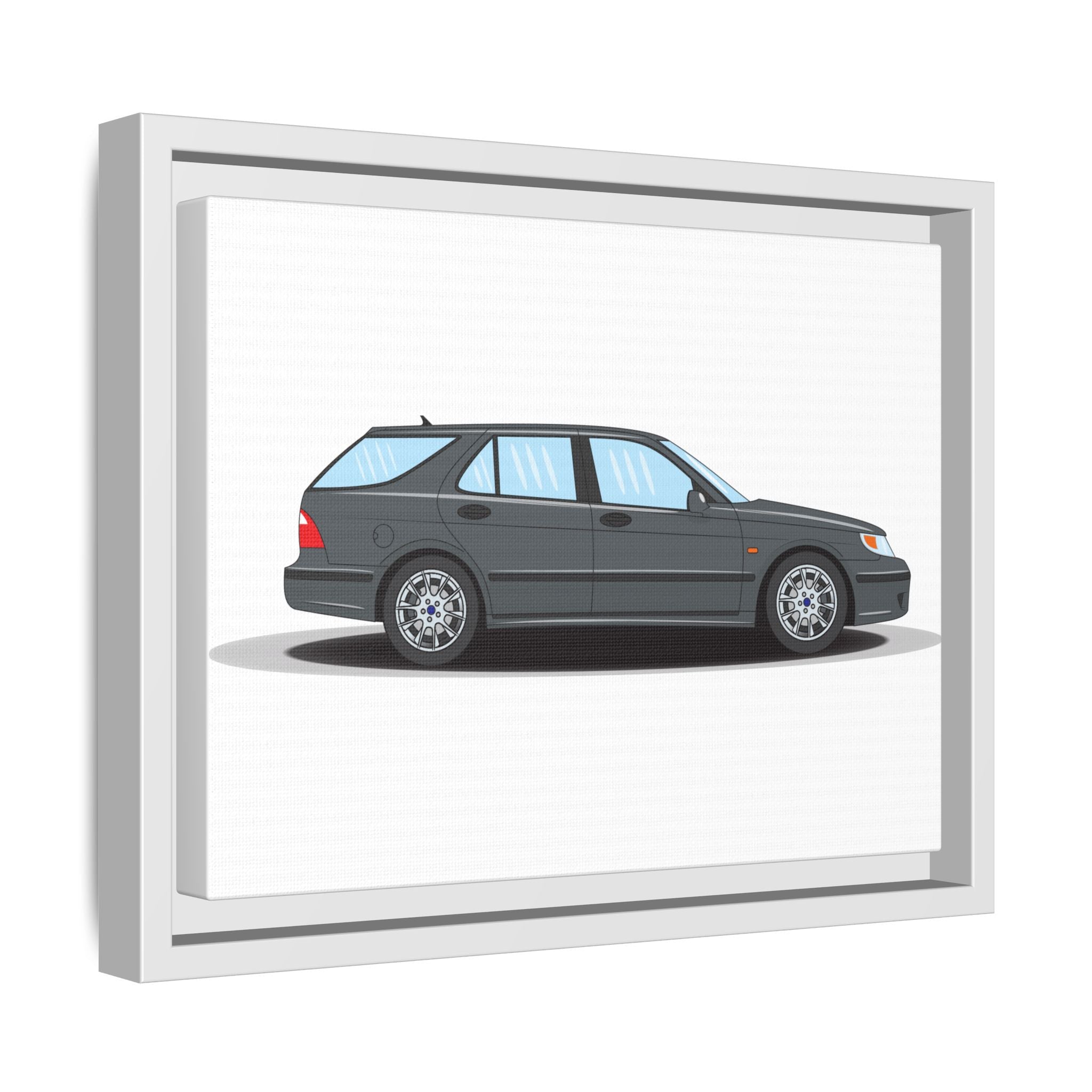 Saab 9-5 OG Aero Steel Grey Art Print — Framed Matte Canvas Wall Decor
