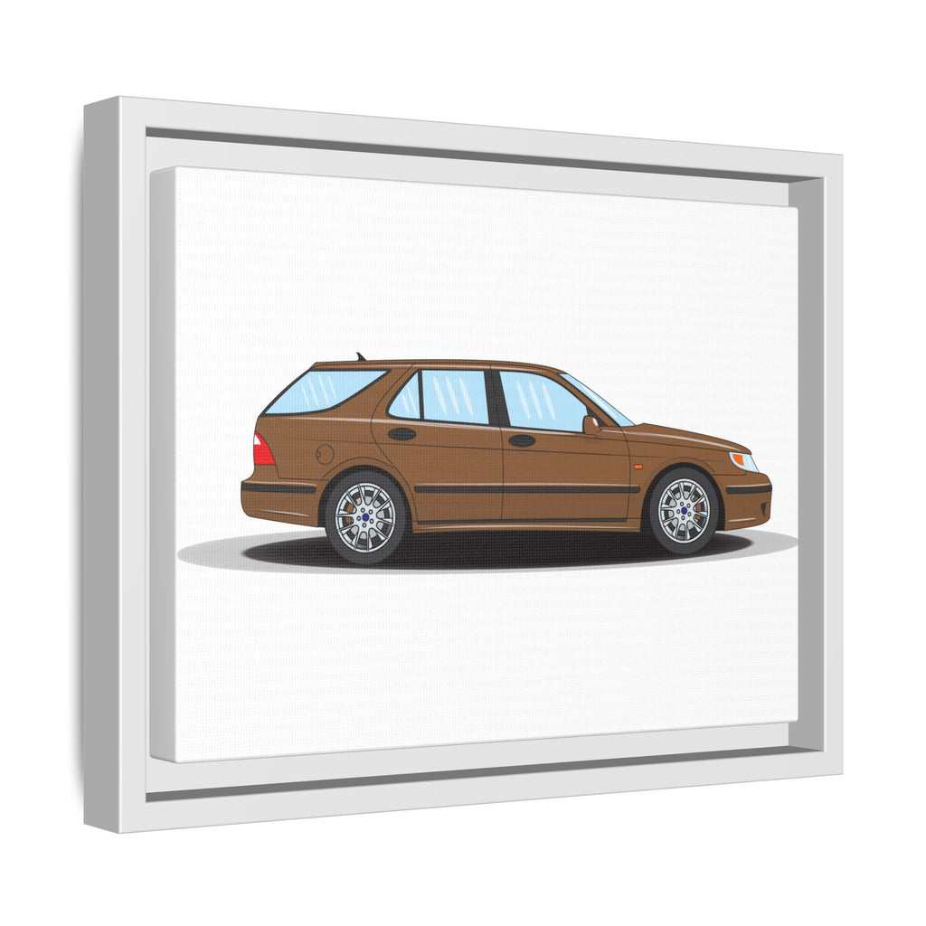 Saab 9-5 OG Aero Wagon Hazelnut Metallic Art Print — Framed Matte Canvas Wall Decor