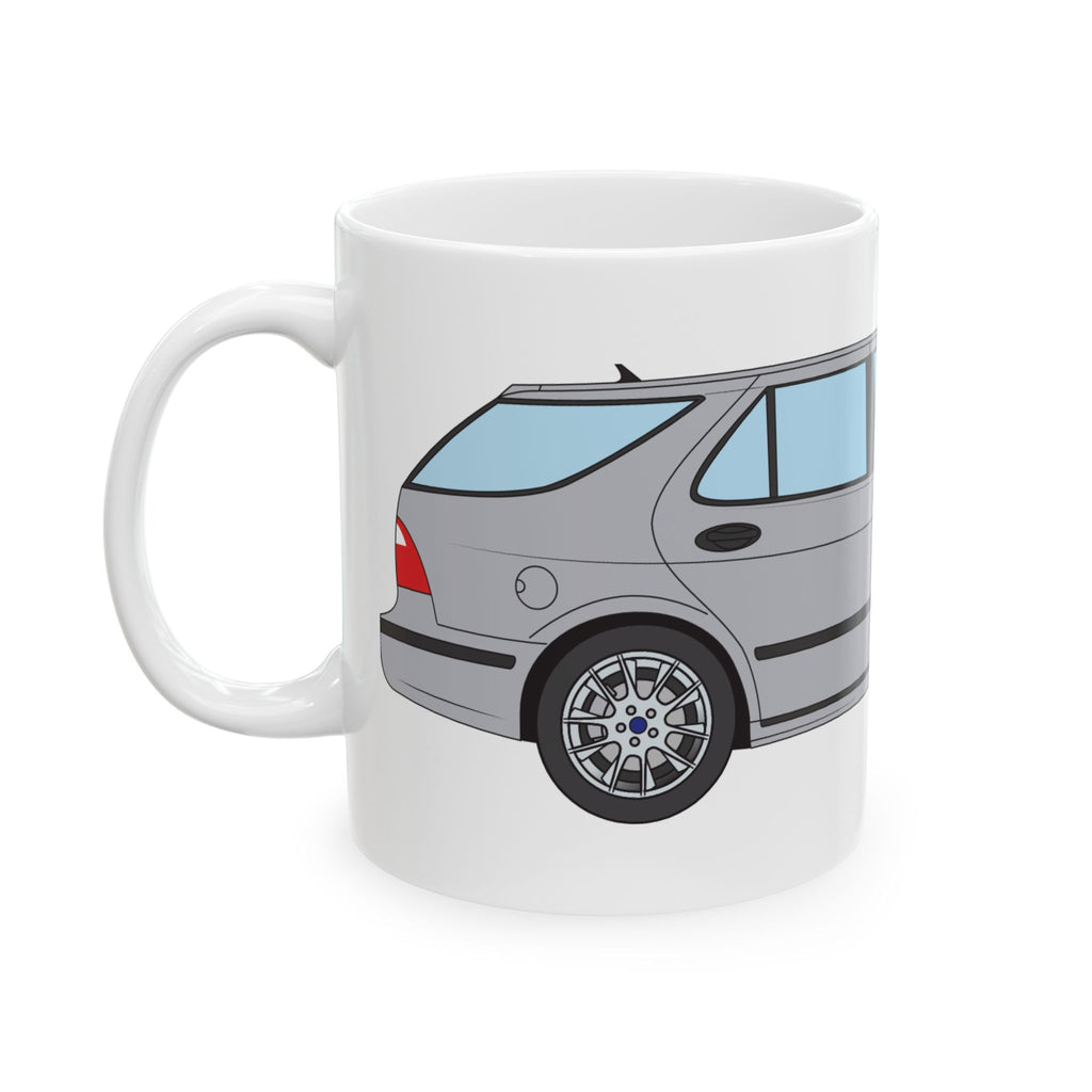 Saab 9-5 OG Aero Wagon Silver Metallic — Ceramic Mug — Coffee Cup (11oz & 15oz)