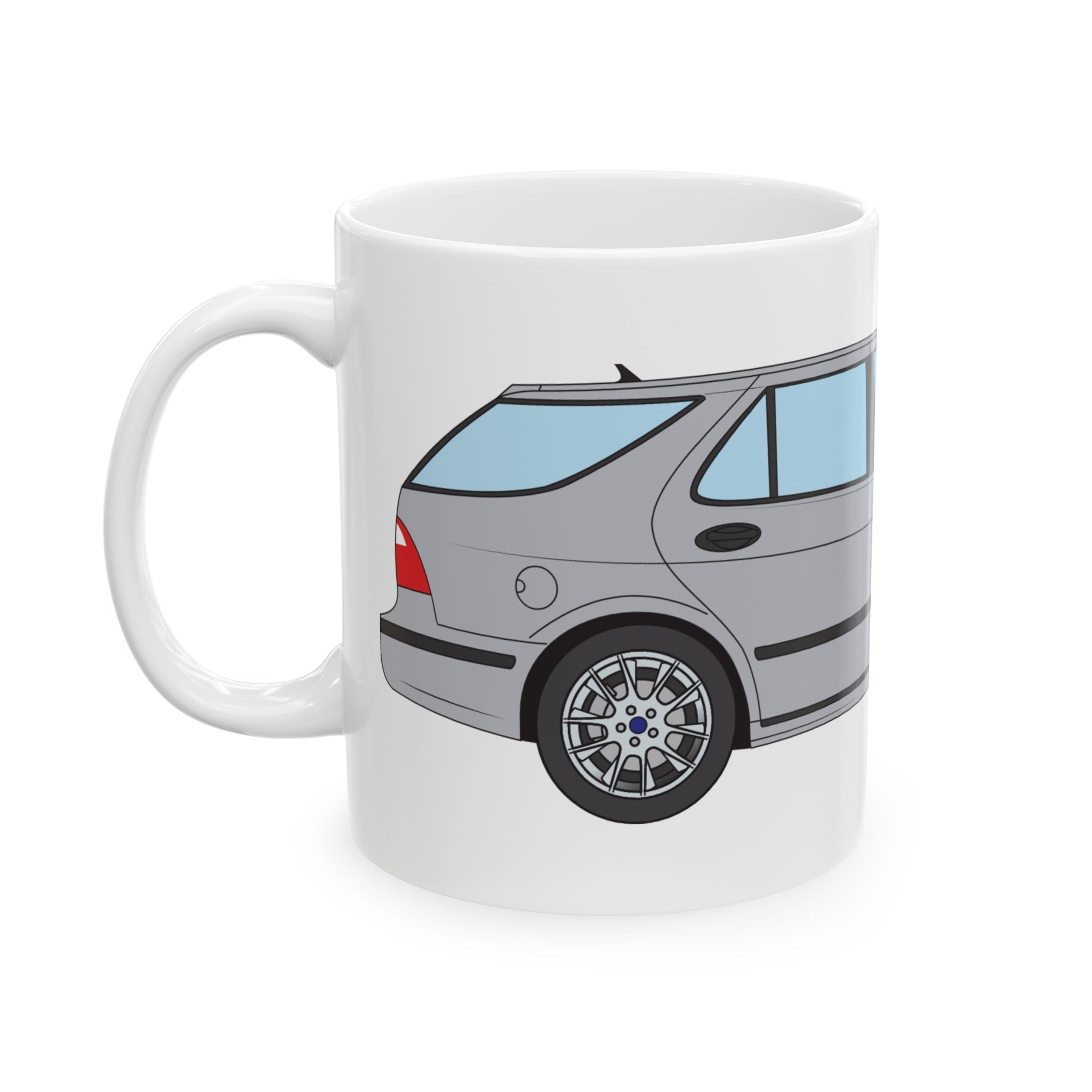 Saab 9-5 OG Aero Wagon Silver Metallic — Ceramic Mug — Coffee Cup (11oz & 15oz)