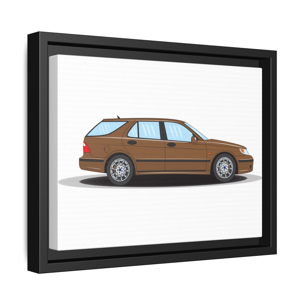 Saab 9-5 OG Aero Wagon Hazelnut Metallic Art Print — Framed Matte Canvas Wall Decor