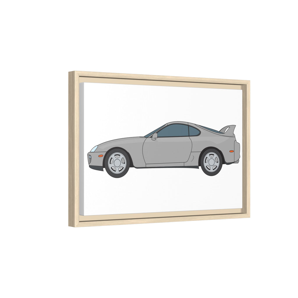 Toyota Supra MK4 Silver Metallic Art Print — Framed Matte Canvas Wall Decor
