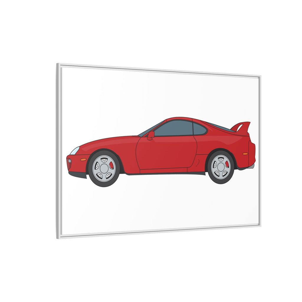 Toyota Supra MK4 Super Red ll Art Print — Framed Matte Canvas Wall Decor
