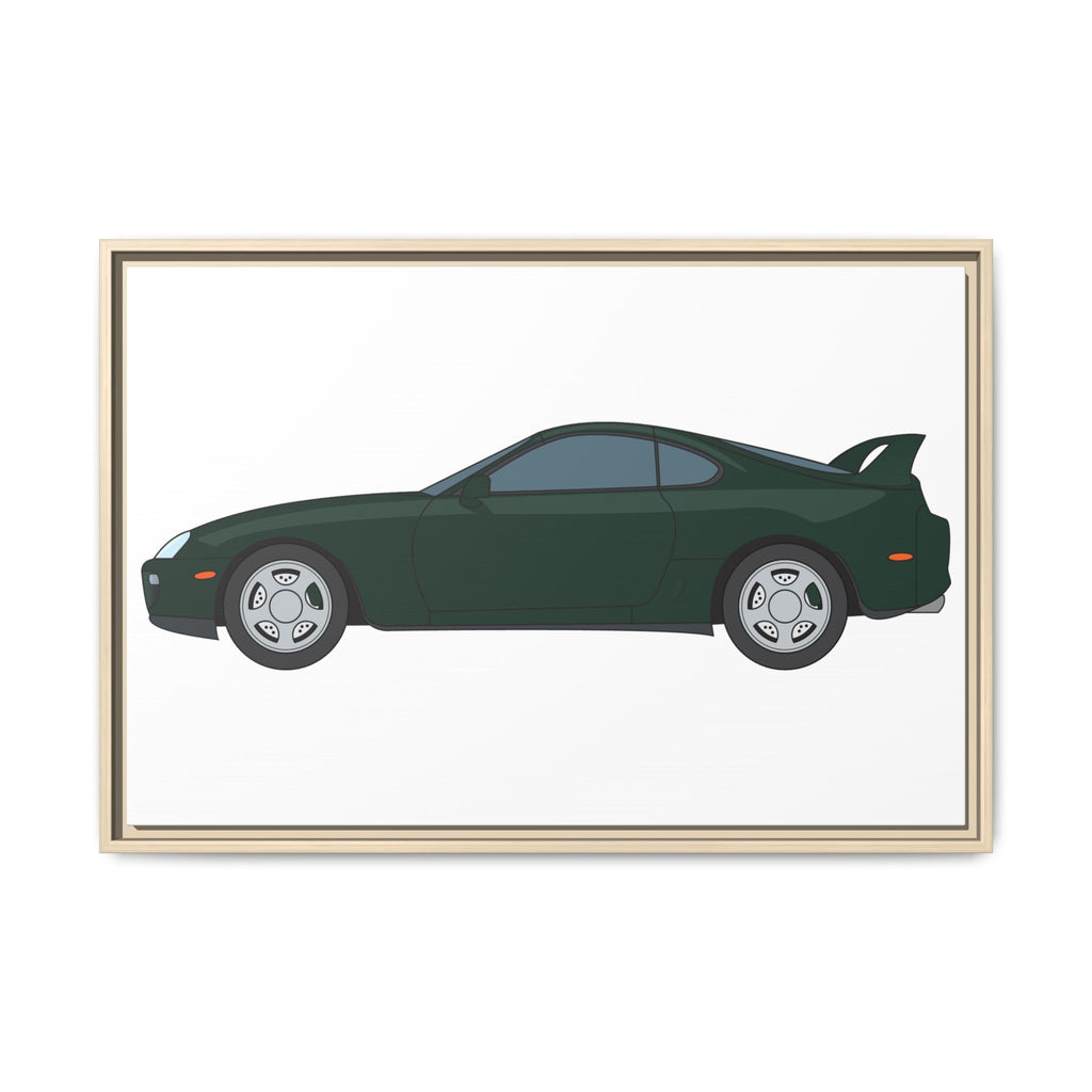 Toyota Supra MK4 Dark Green Mica Art Print — Framed Matte Canvas Wall Decor