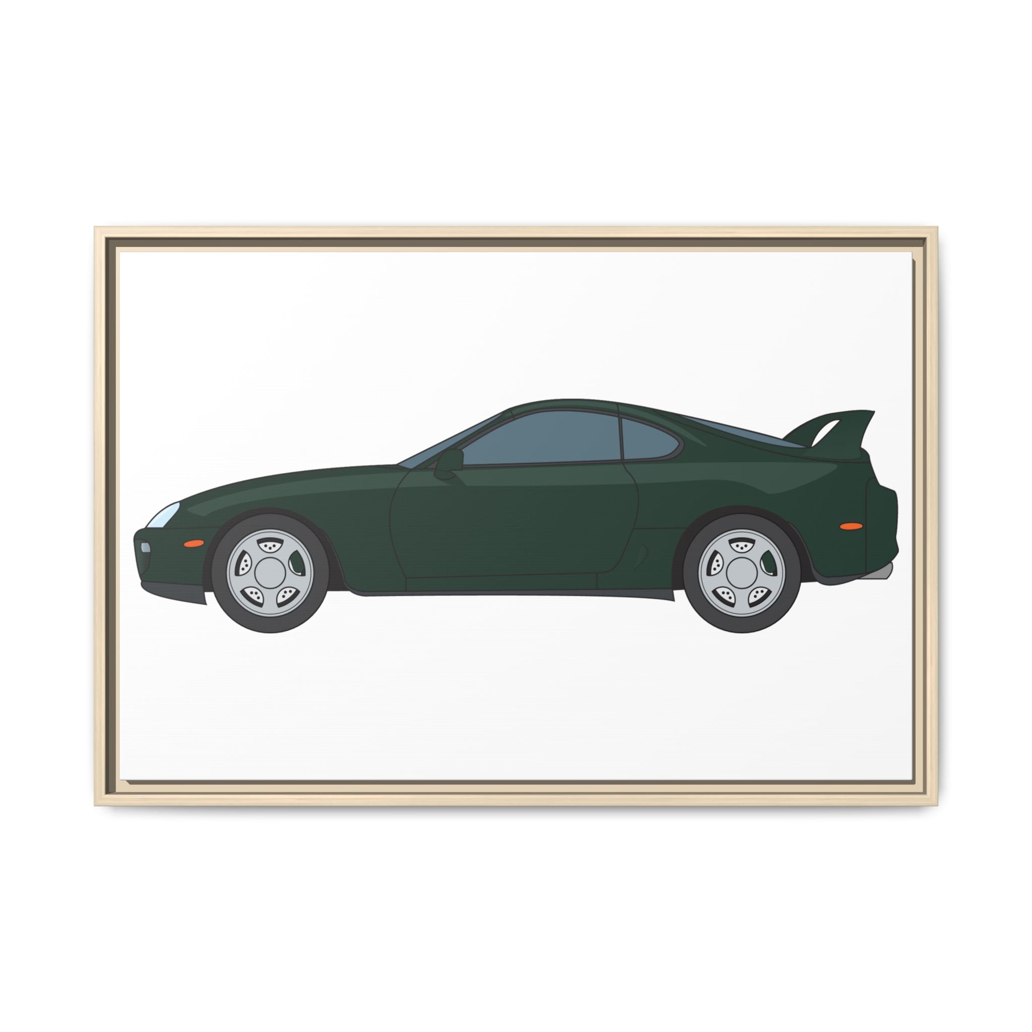 Toyota Supra MK4 Dark Green Mica Art Print — Framed Matte Canvas Wall Decor