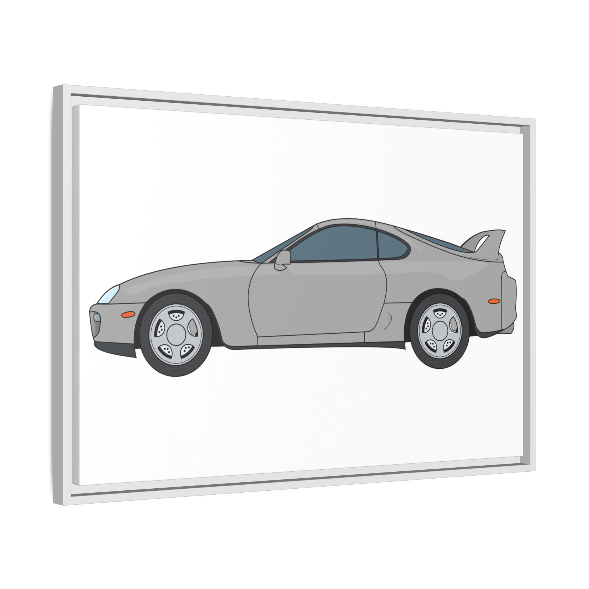 Toyota Supra MK4 Silver Metallic Art Print — Framed Matte Canvas Wall Decor