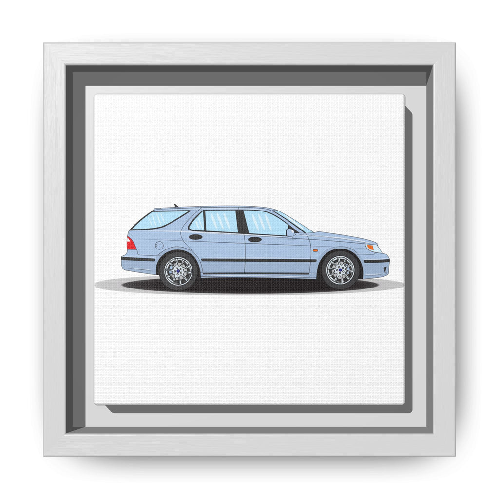 Saab 9-5 OG Aero Wagon Ice Blue Art Print — Framed Matte Canvas Wall Decor