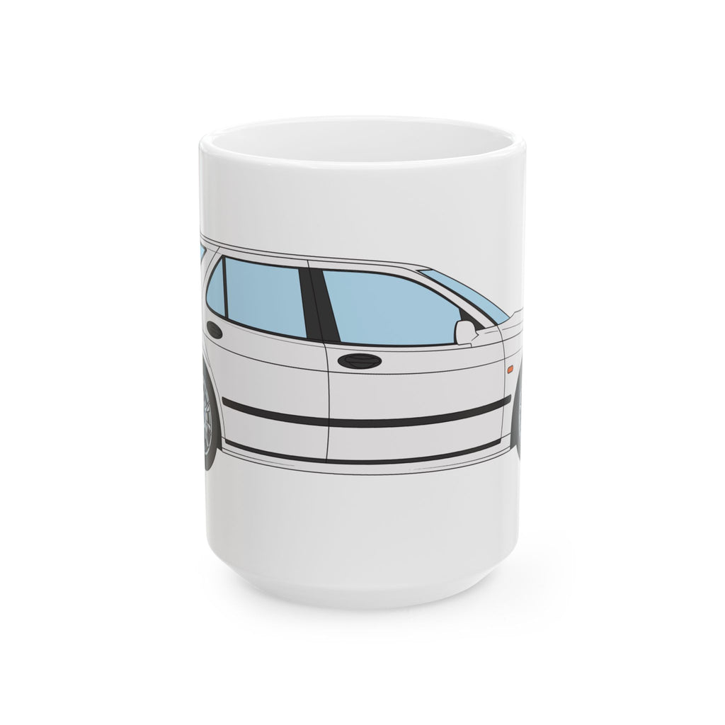 Saab 9-5 OG Aero Wagon Artic White — Ceramic Mug — Coffee Cup (11oz & 15oz)