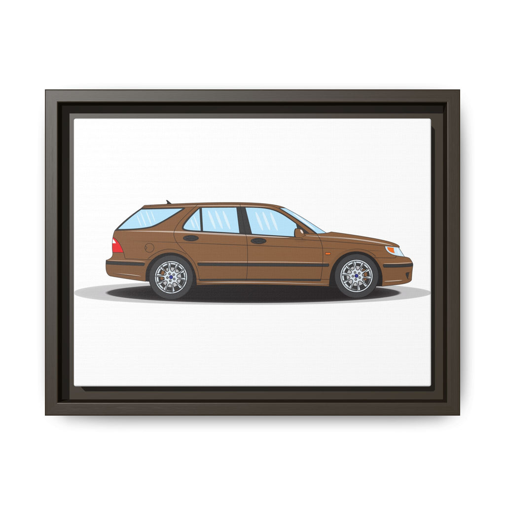 Saab 9-5 OG Aero Wagon Hazelnut Metallic Art Print — Framed Matte Canvas Wall Decor