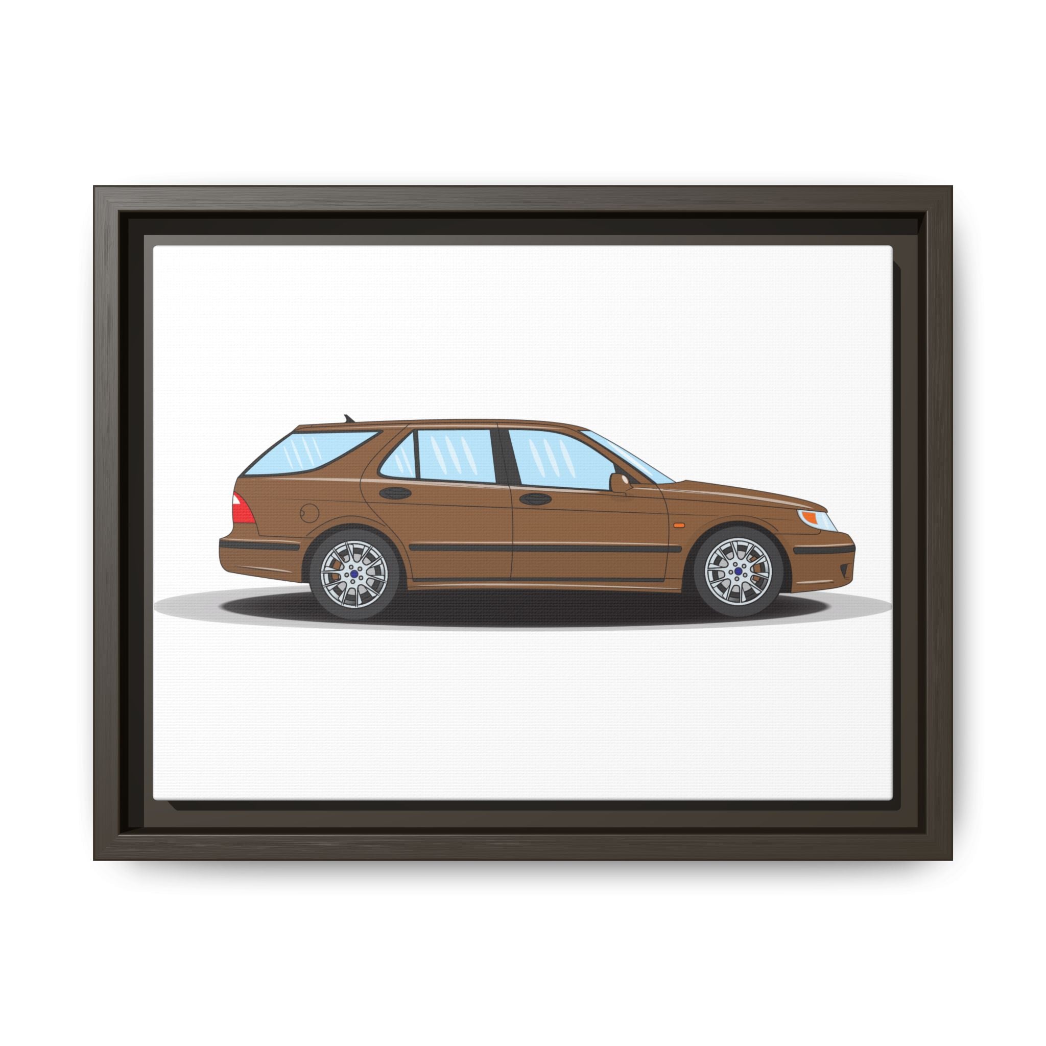 Saab 9-5 OG Aero Wagon Hazelnut Metallic Art Print — Framed Matte Canvas Wall Decor