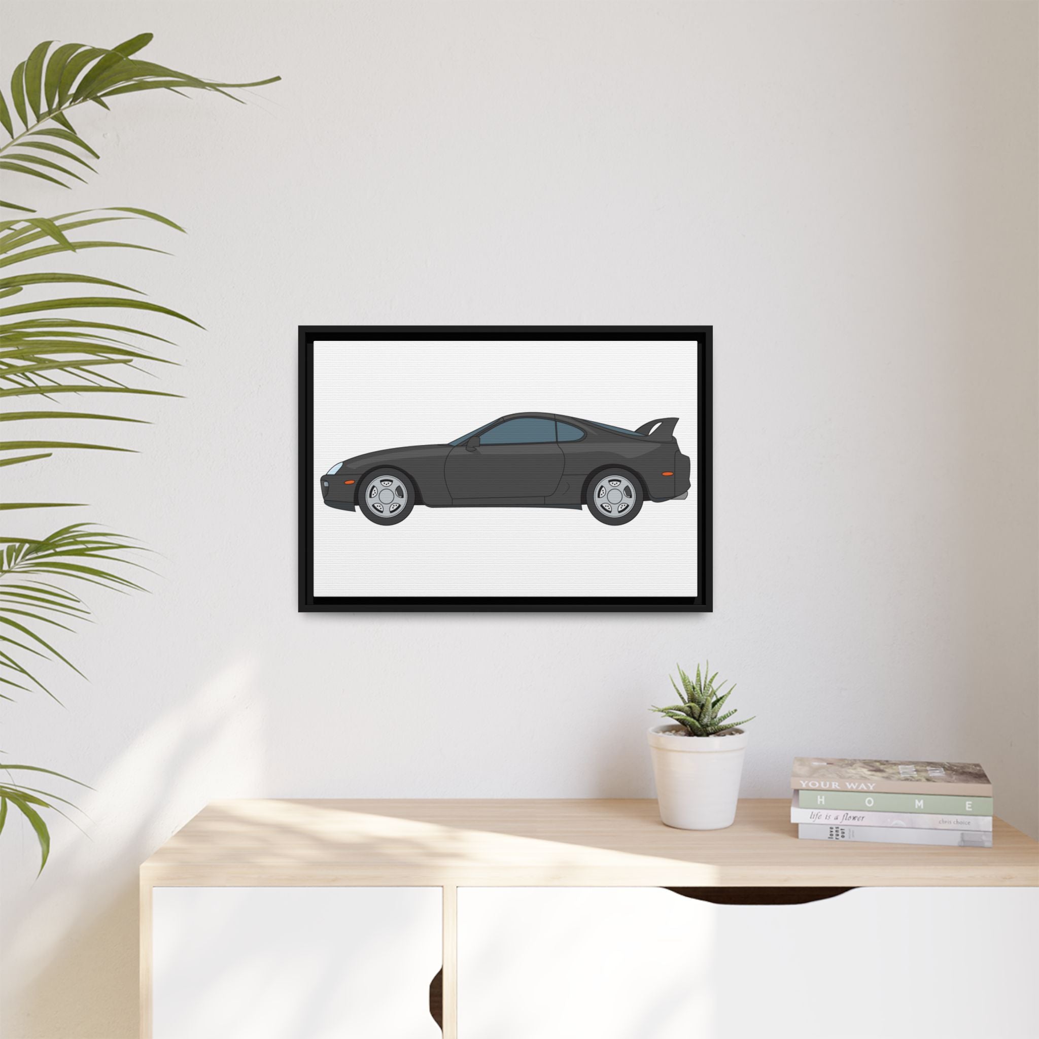Toyota Supra MK4 Anthracite Art Print — Framed Matte Canvas Wall Decor