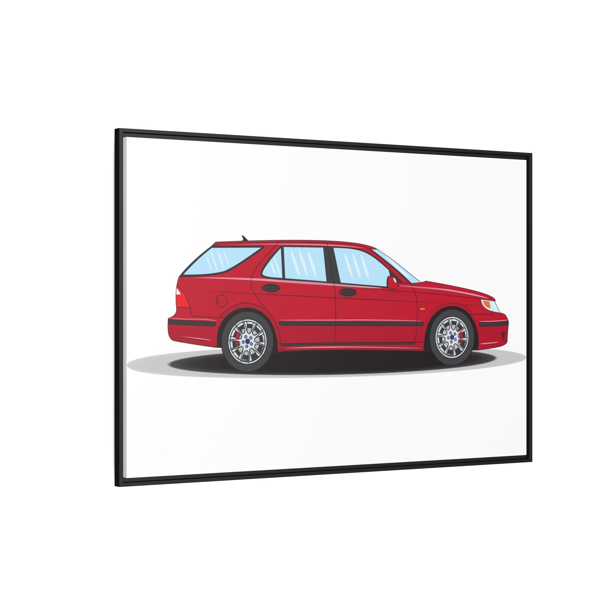 Saab 9-5 OG Aero Wagon Laser Red Art Print — Framed Matte Canvas Wall Decor
