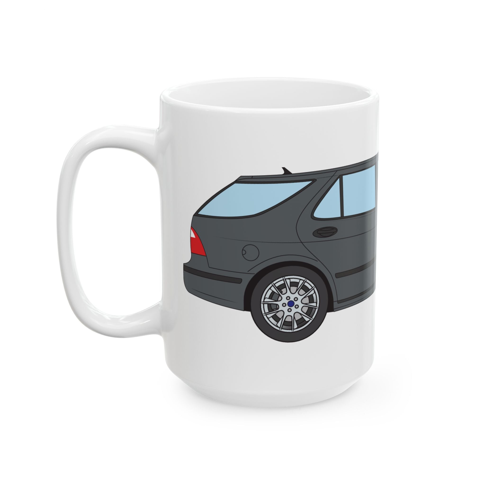 Saab 9-5 OG Aero Wagon Steel Grey — Ceramic Mug — Coffee Cup (11oz & 15oz)