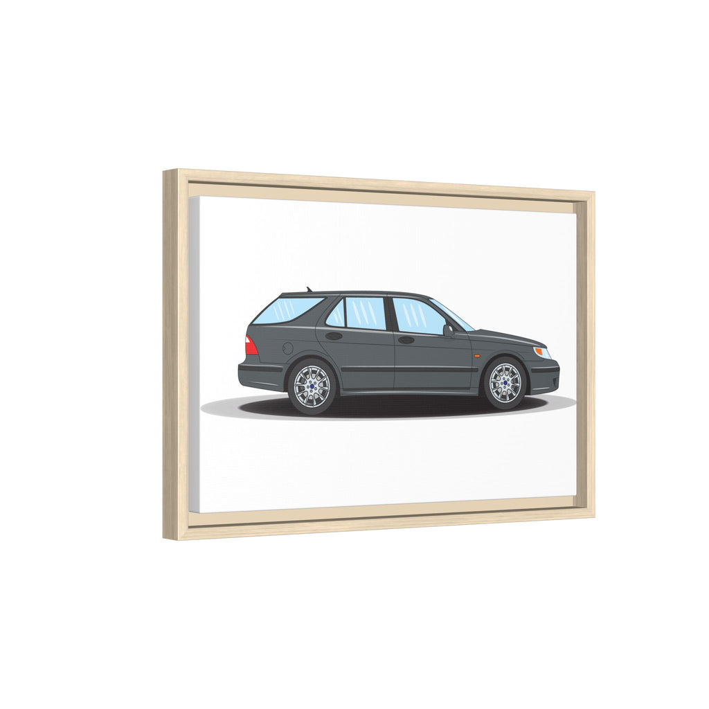 Saab 9-5 OG Aero Steel Grey Art Print — Framed Matte Canvas Wall Decor