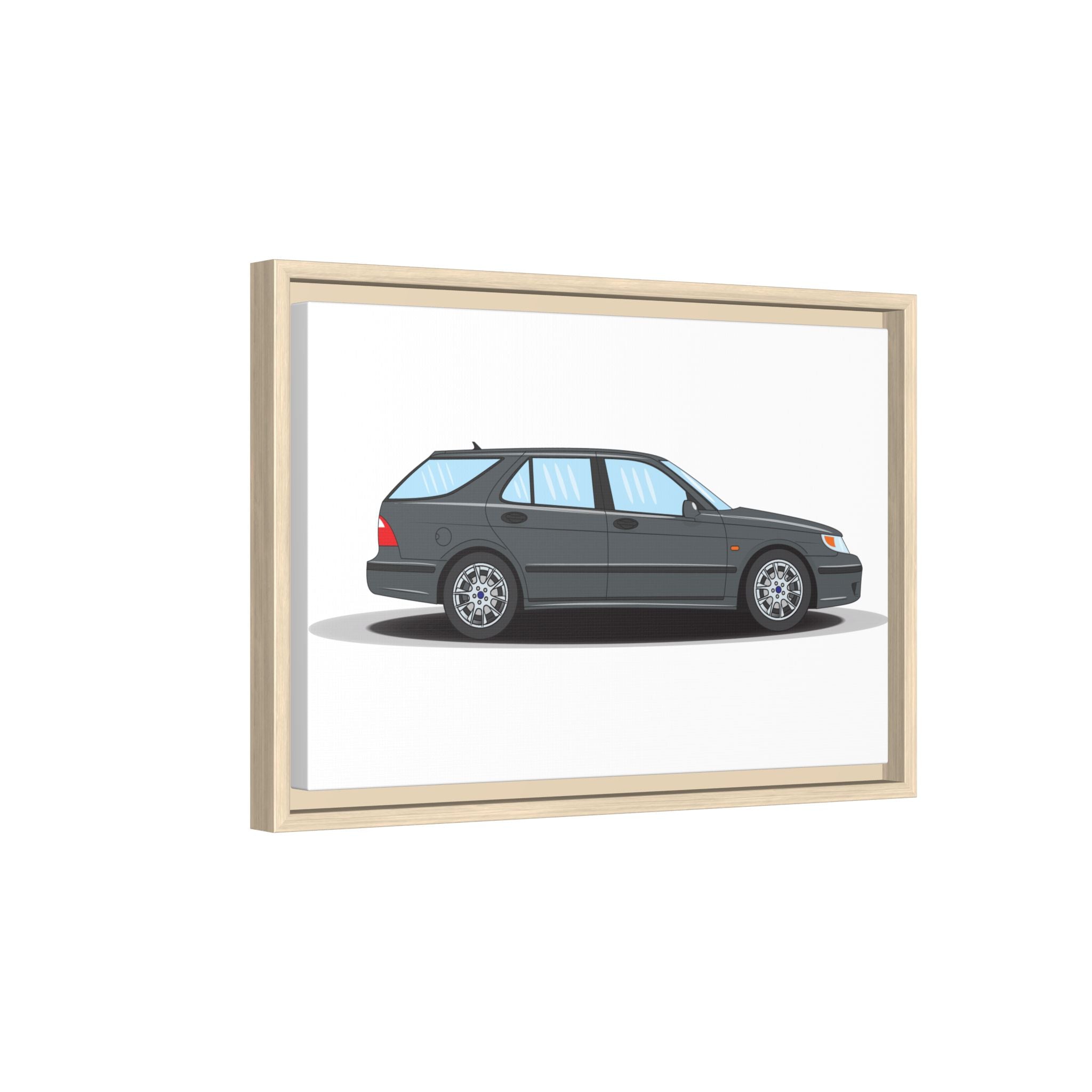 Saab 9-5 OG Aero Steel Grey Art Print — Framed Matte Canvas Wall Decor