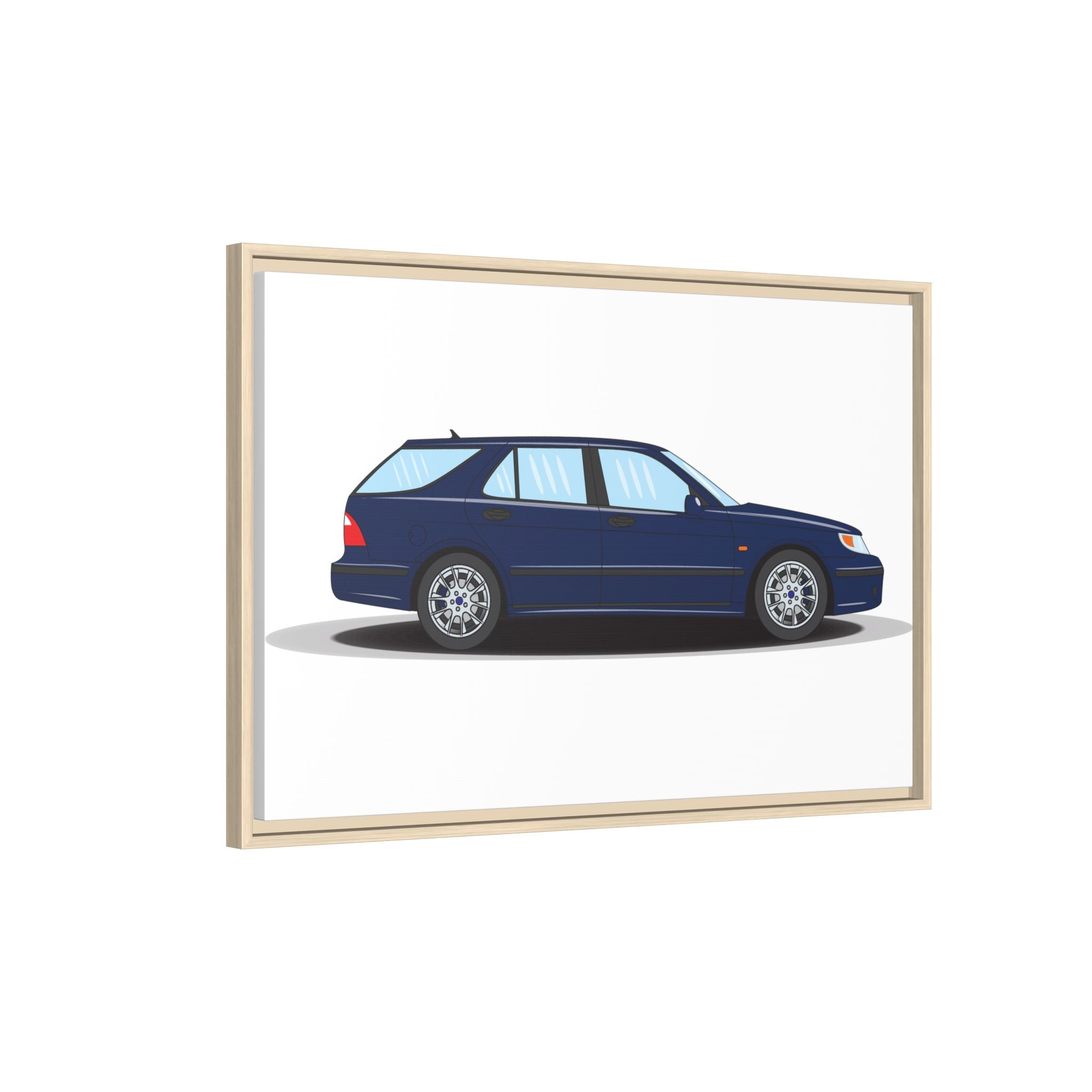 Saab 9-5 OG Aero Wagon Midnight Blue Art Print — Framed Matte Canvas Wall Decor