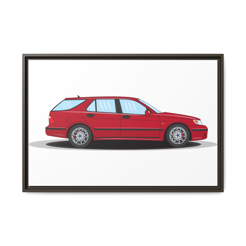 Saab 9-5 OG Aero Wagon Laser Red Art Print — Framed Matte Canvas Wall Decor
