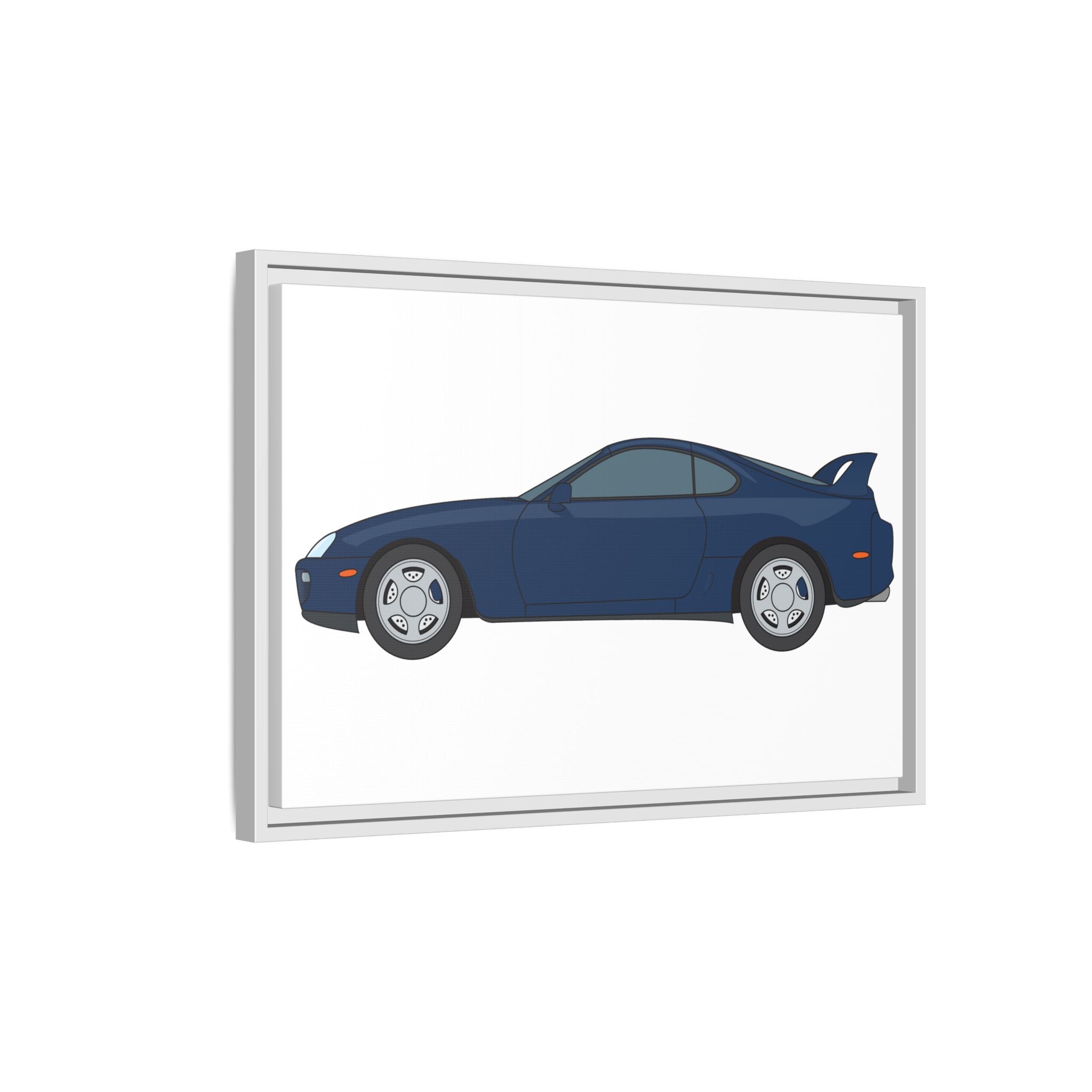 Toyota Supra MK4 Royal Sapphire Art Print — Framed Matte Canvas Wall Decor