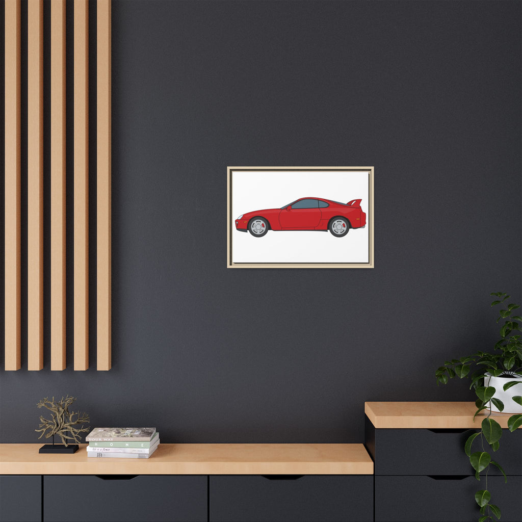 Toyota Supra MK4 Super Red ll Art Print — Framed Matte Canvas Wall Decor