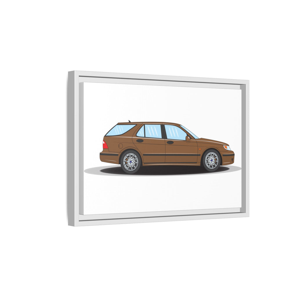Saab 9-5 OG Aero Wagon Hazelnut Metallic Art Print — Framed Matte Canvas Wall Decor