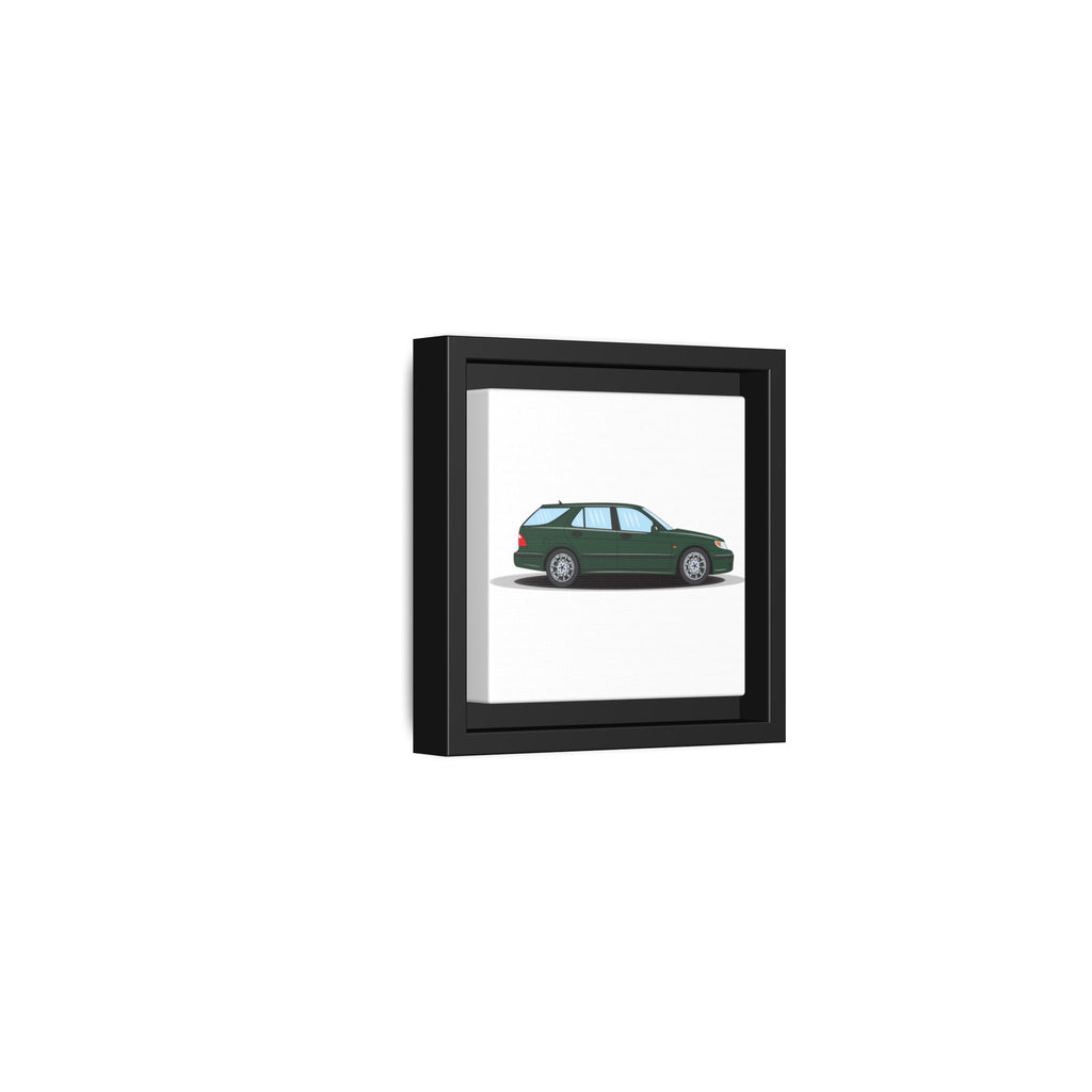 Saab 9-5 OG Aero Wagon Scarabe Green Art Print — Framed Matte Canvas Wall Decor