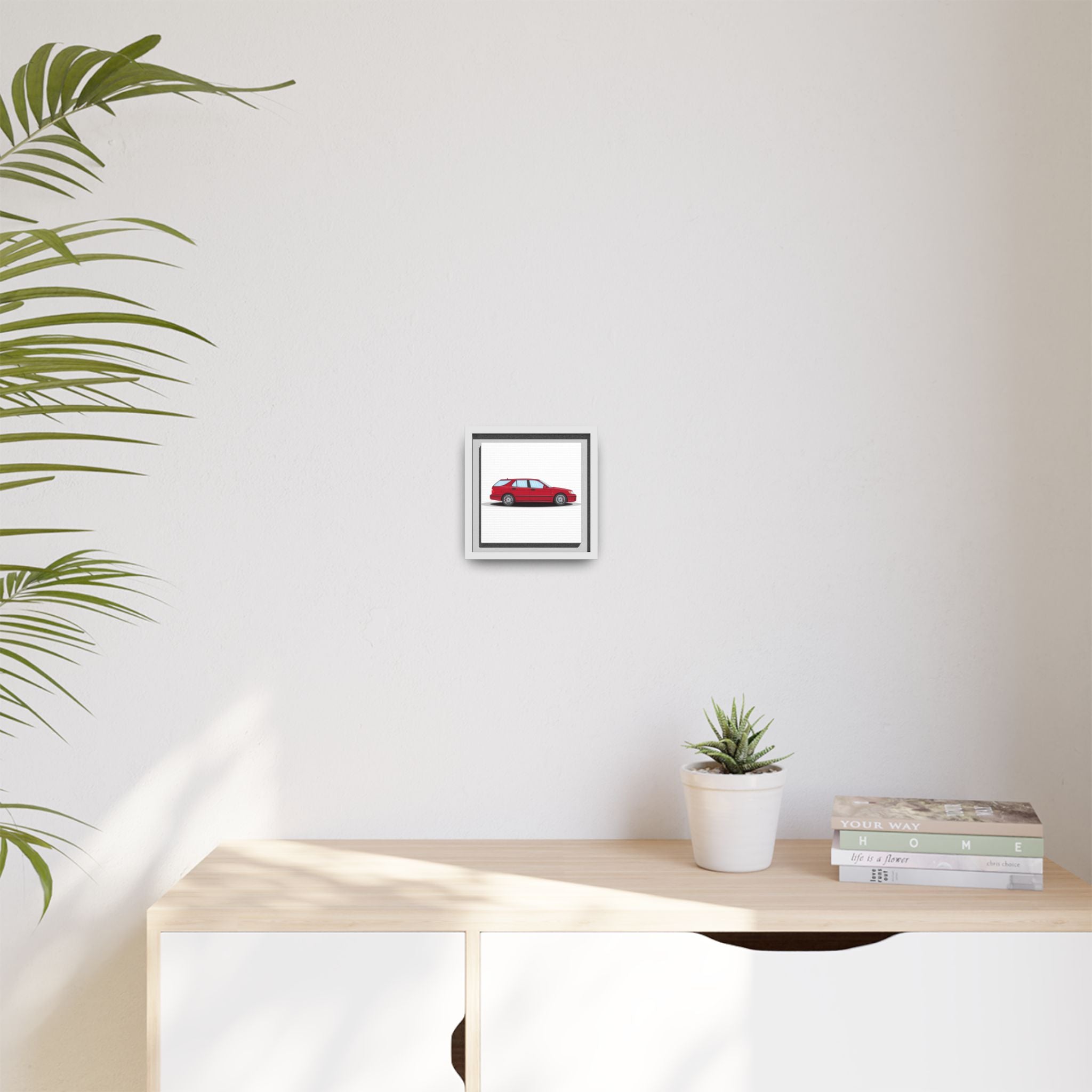 Saab 9-5 OG Aero Wagon Laser Red Art Print — Framed Matte Canvas Wall Decor